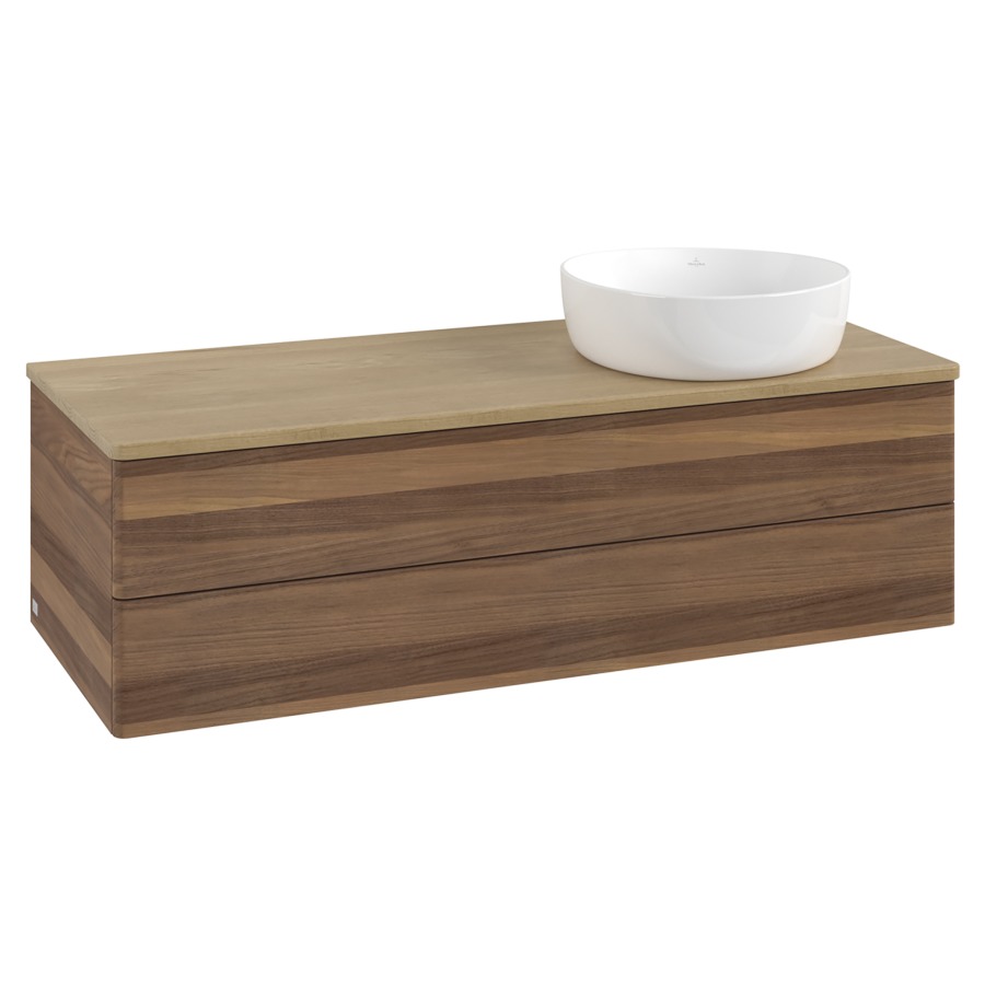 Élément inférieur  Antao
120 x 36 x 50 cm
élément de tiroir, 2&nbsp;tiroirs
lavabo à droite
avec siphon gain de place
avec matériel de fixation
pour 1 lavabo à poser 234171/234172/234173
recouvrement Honey Oak
sans trou pour robinet