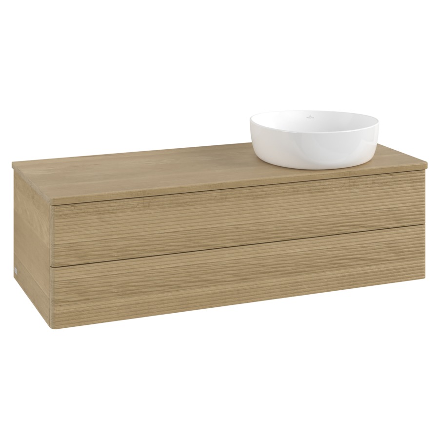 Élément inférieur  Antao
120 x 36 x 50 cm
élément de tiroir, 2&nbsp;tiroirs
lavabo à droite
avec siphon gain de place
avec matériel de fixation
pour 1 lavabo à poser 234171/234172/234173
recouvrement Honey Oak
sans trou pour robinet