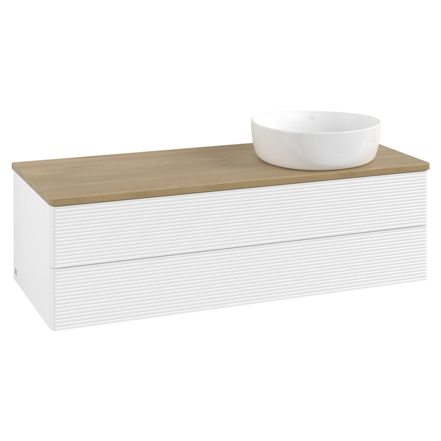 Élément inférieur  Antao
120 x 36 x 50 cm
élément de tiroir, 2&nbsp;tiroirs
lavabo à droite
avec siphon gain de place
avec matériel de fixation
pour 1 lavabo à poser 234171/234172/234173
recouvrement Honey Oak
sans trou pour robinet