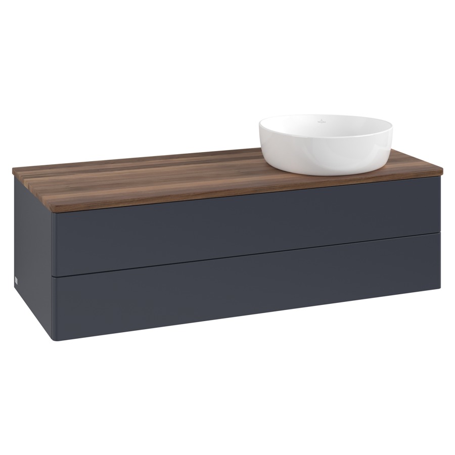 Élément inférieur  Antao
120 x 36 x 50 cm
élément de tiroir, 2&nbsp;tiroirs
lavabo à droite
avec siphon gain de place
avec matériel de fixation
pour 1 lavabo à poser 234171/234172/234173
recouvrement Warm Walnut
sans trou pour robinet