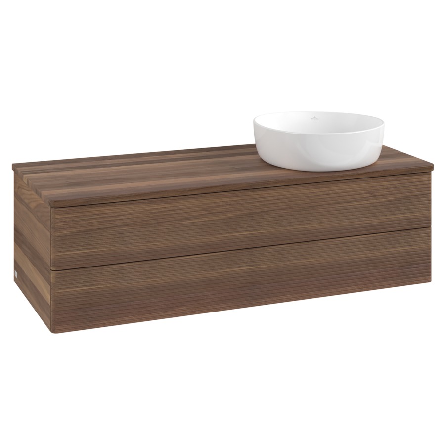 Élément inférieur  Antao
120 x 36 x 50 cm
élément de tiroir, 2&nbsp;tiroirs
lavabo à droite
avec siphon gain de place
avec matériel de fixation
pour 1 lavabo à poser 234171/234172/234173
recouvrement Warm Walnut
sans trou pour robinet