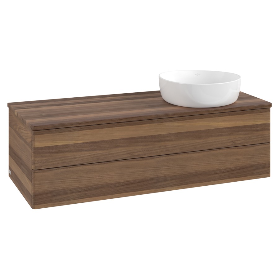 Élément inférieur  Antao
120 x 36 x 50 cm
élément de tiroir, 2&nbsp;tiroirs
lavabo à droite
avec siphon gain de place
avec matériel de fixation
pour 1 lavabo à poser 234171/234172/234173
recouvrement Warm Walnut
sans trou pour robinet