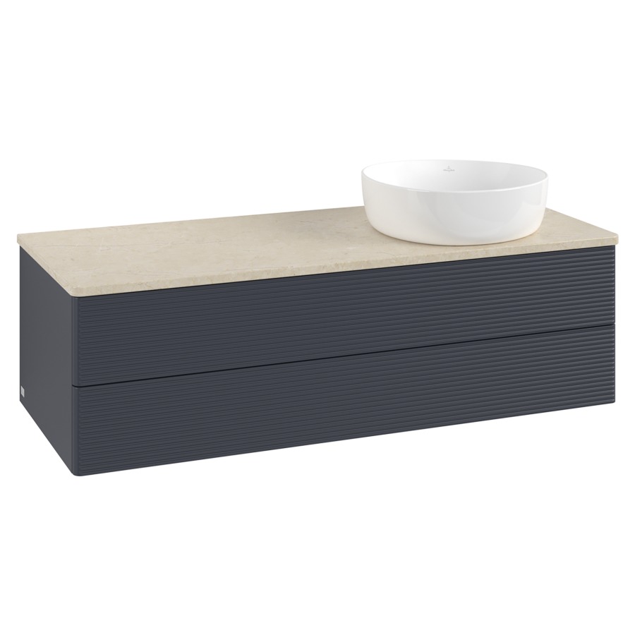 Élément inférieur  Antao
120 x 36 x 50 cm
élément de tiroir, 2&nbsp;tiroirs
lavabo à droite
avec siphon gain de place
avec matériel de fixation
pour 1 lavabo à poser 234171/234172/234173
recouvrement Botticino
sans trou pour robinet