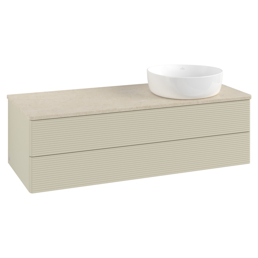 Élément inférieur  Antao
120 x 36 x 50 cm
élément de tiroir, 2&nbsp;tiroirs
lavabo à droite
avec siphon gain de place
avec matériel de fixation
pour 1 lavabo à poser 234171/234172/234173
recouvrement Botticino
sans trou pour robinet