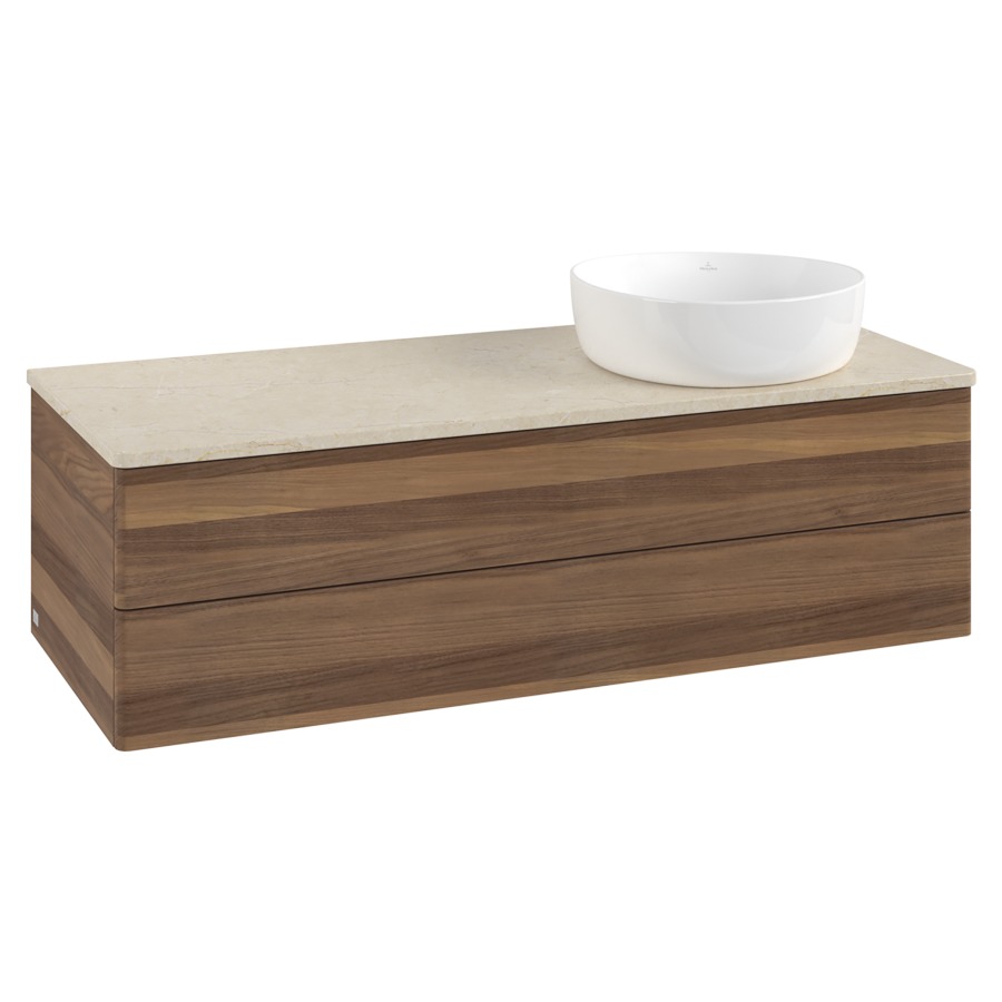 Élément inférieur  Antao
120 x 36 x 50 cm
élément de tiroir, 2&nbsp;tiroirs
lavabo à droite
avec siphon gain de place
avec matériel de fixation
pour 1 lavabo à poser 234171/234172/234173
recouvrement Botticino
sans trou pour robinet