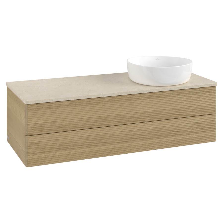 Élément inférieur  Antao
120 x 36 x 50 cm
élément de tiroir, 2&nbsp;tiroirs
lavabo à droite
avec siphon gain de place
avec matériel de fixation
pour 1 lavabo à poser 234171/234172/234173
recouvrement Botticino
sans trou pour robinet
