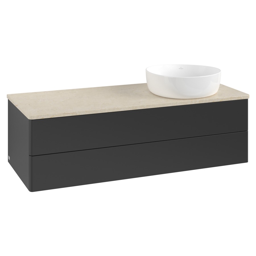 Élément inférieur  Antao
120 x 36 x 50 cm
élément de tiroir, 2&nbsp;tiroirs
lavabo à droite
avec siphon gain de place
avec matériel de fixation
pour 1 lavabo à poser 234171/234172/234173
recouvrement Botticino
sans trou pour robinet