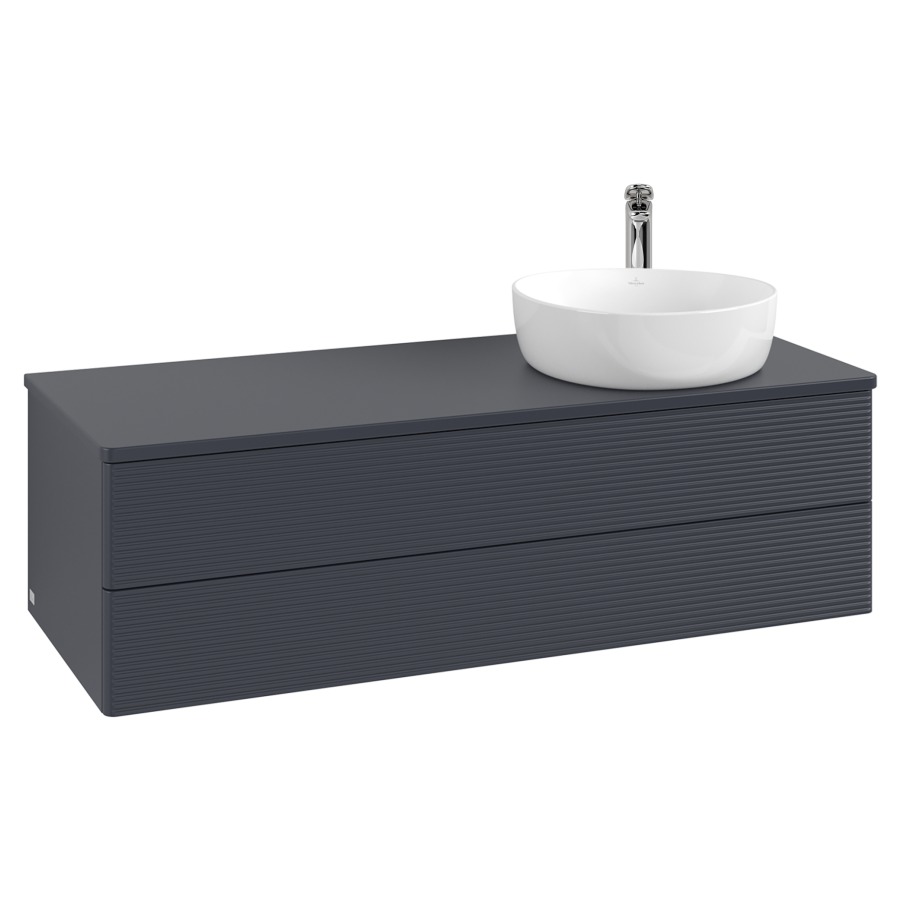 Élément inférieur  Antao
120 x 36 x 50 cm
élément de tiroir, 2&nbsp;tiroirs
lavabo à droite
avec siphon gain de place
avec matériel de fixation
pour 1 lavabo à poser 101037/101038/234171
recouvrement avec trou pour robinet