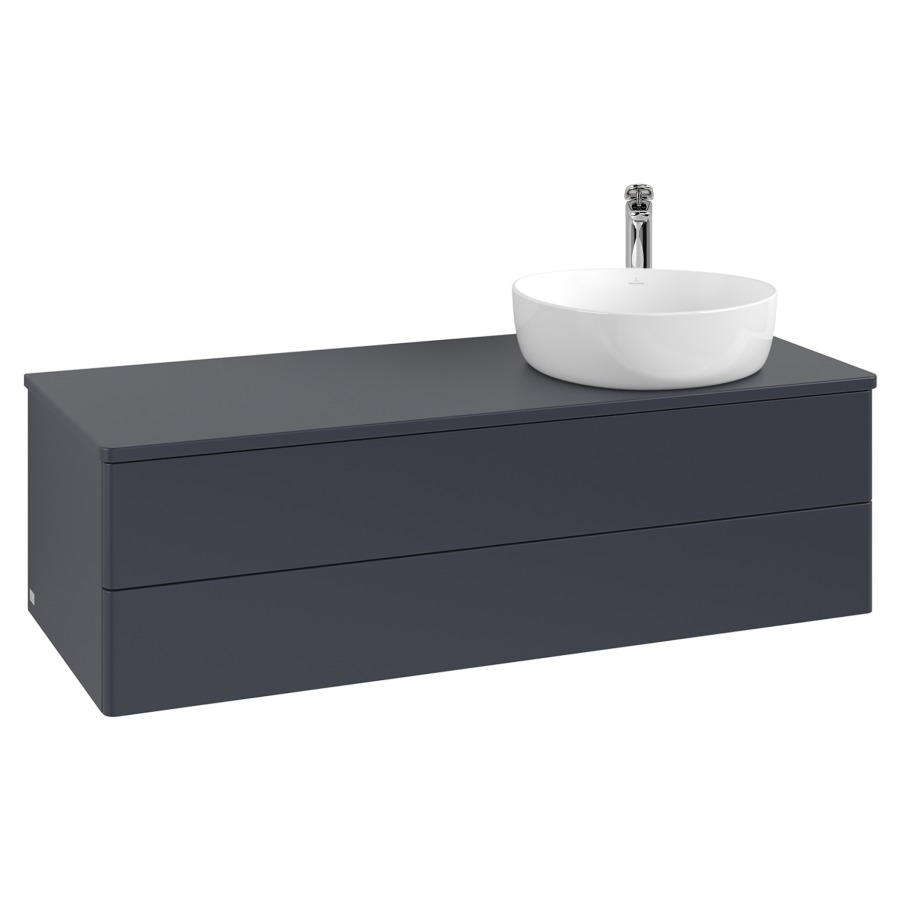 Élément inférieur  Antao
120 x 36 x 50 cm
élément de tiroir, 2&nbsp;tiroirs
lavabo à droite
avec siphon gain de place
avec matériel de fixation
pour 1 lavabo à poser 101037/101038/234171
recouvrement avec trou pour robinet