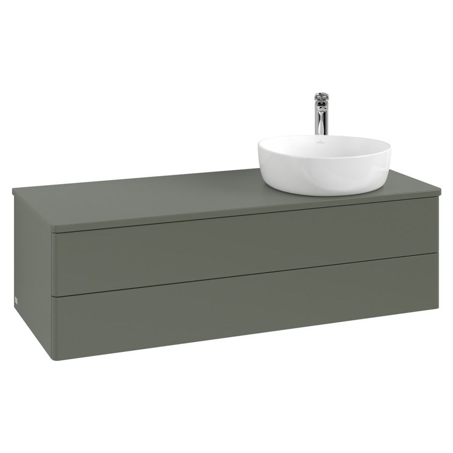 Élément inférieur  Antao
120 x 36 x 50 cm
élément de tiroir, 2&nbsp;tiroirs
lavabo à droite
avec siphon gain de place
avec matériel de fixation
pour 1 lavabo à poser 101037/101038/234171
recouvrement avec trou pour robinet