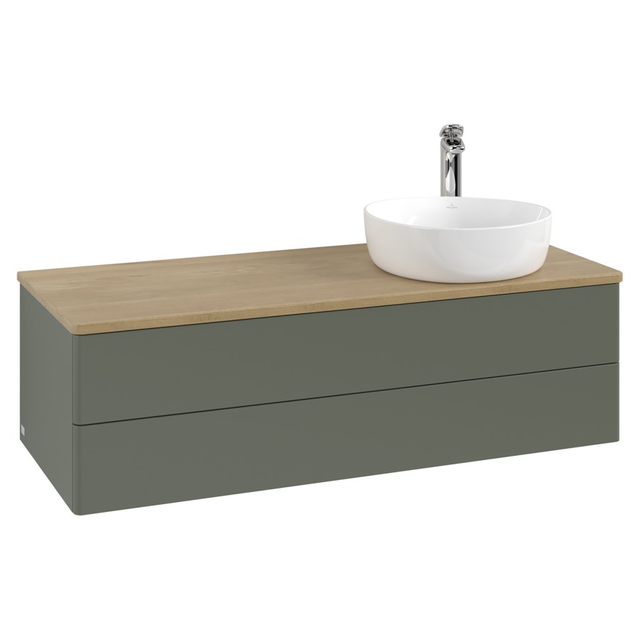 Élément inférieur  Antao
120 x 36 x 50 cm
élément de tiroir, 2&nbsp;tiroirs
lavabo à droite
avec siphon gain de place
avec matériel de fixation
pour 1 lavabo à poser 101037/101038/234171
recouvrement Honey Oak, 1 trou pour robinet