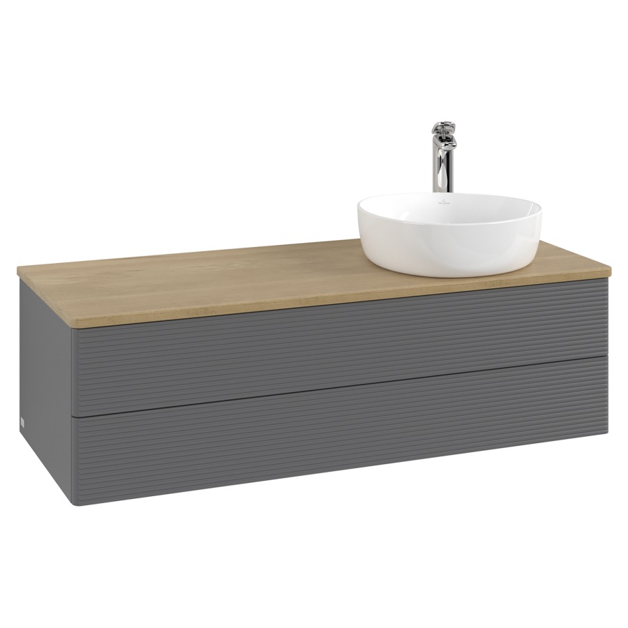 Élément inférieur  Antao
120 x 36 x 50 cm
élément de tiroir, 2&nbsp;tiroirs
lavabo à droite
avec siphon gain de place
avec matériel de fixation
pour 1 lavabo à poser 101037/101038/234171
recouvrement Honey Oak, 1 trou pour robinet