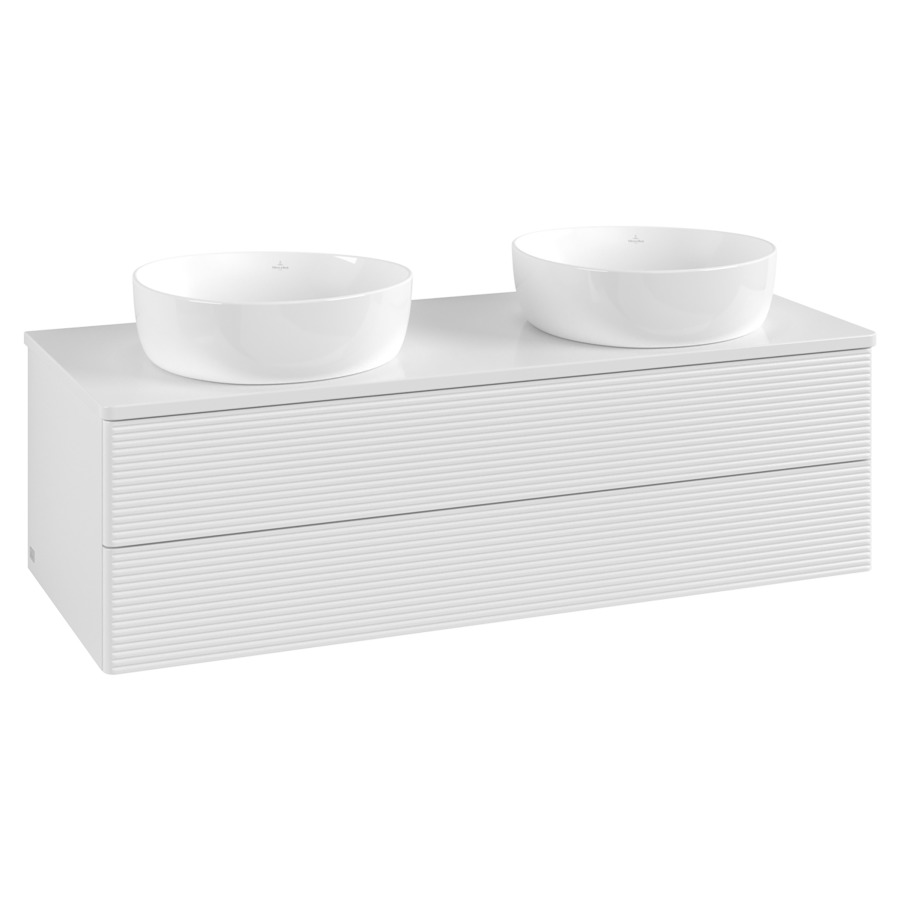 Élément inférieur  Antao
120 x 36 x 50 cm
élément de tiroir, 2&nbsp;tiroirs
avec siphon gain de place
avec matériel de fixation
pour 2 lavabos à poser 234171/234172/234173
recouvrement sans trou pour robinet