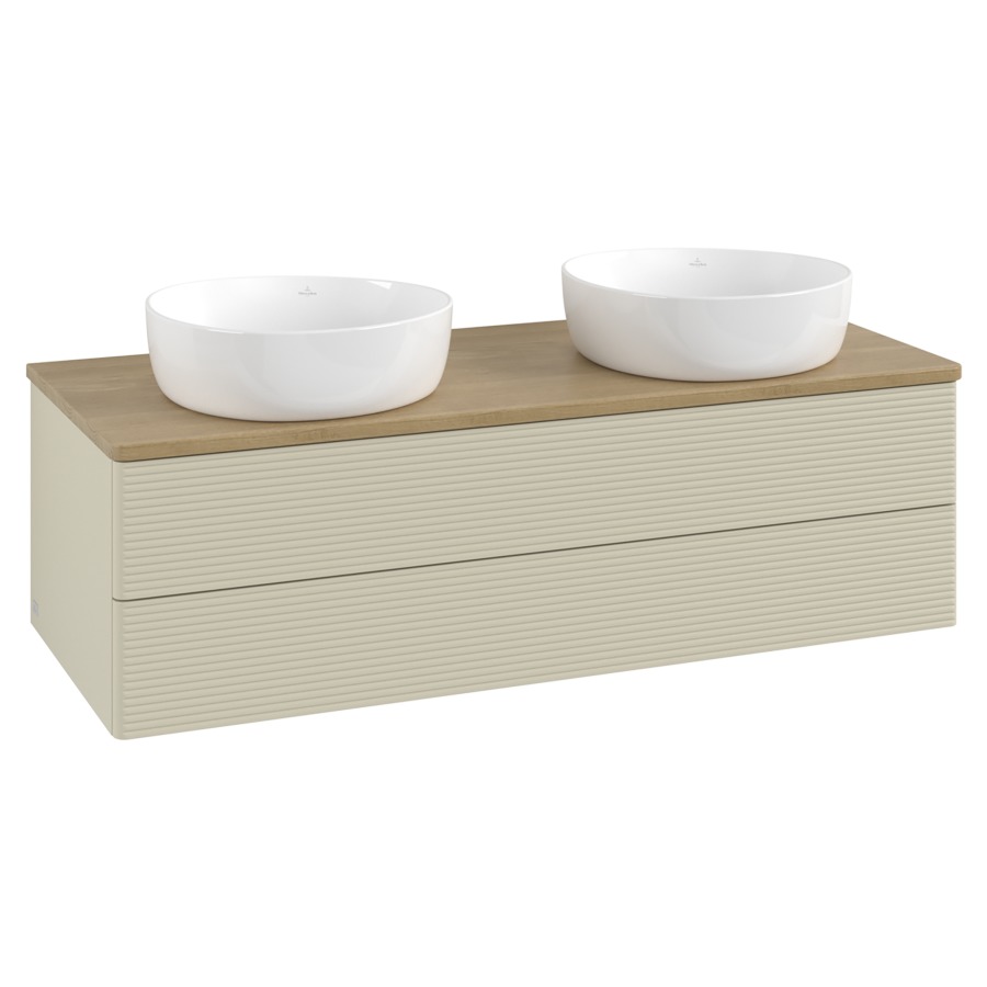 Élément inférieur  Antao
120 x 36 x 50 cm
élément de tiroir, 2&nbsp;tiroirs
avec siphon gain de place
avec matériel de fixation
pour 2 lavabos à poser 234171/234172/234173
recouvrement Honey Oak, sans trou pour robinet