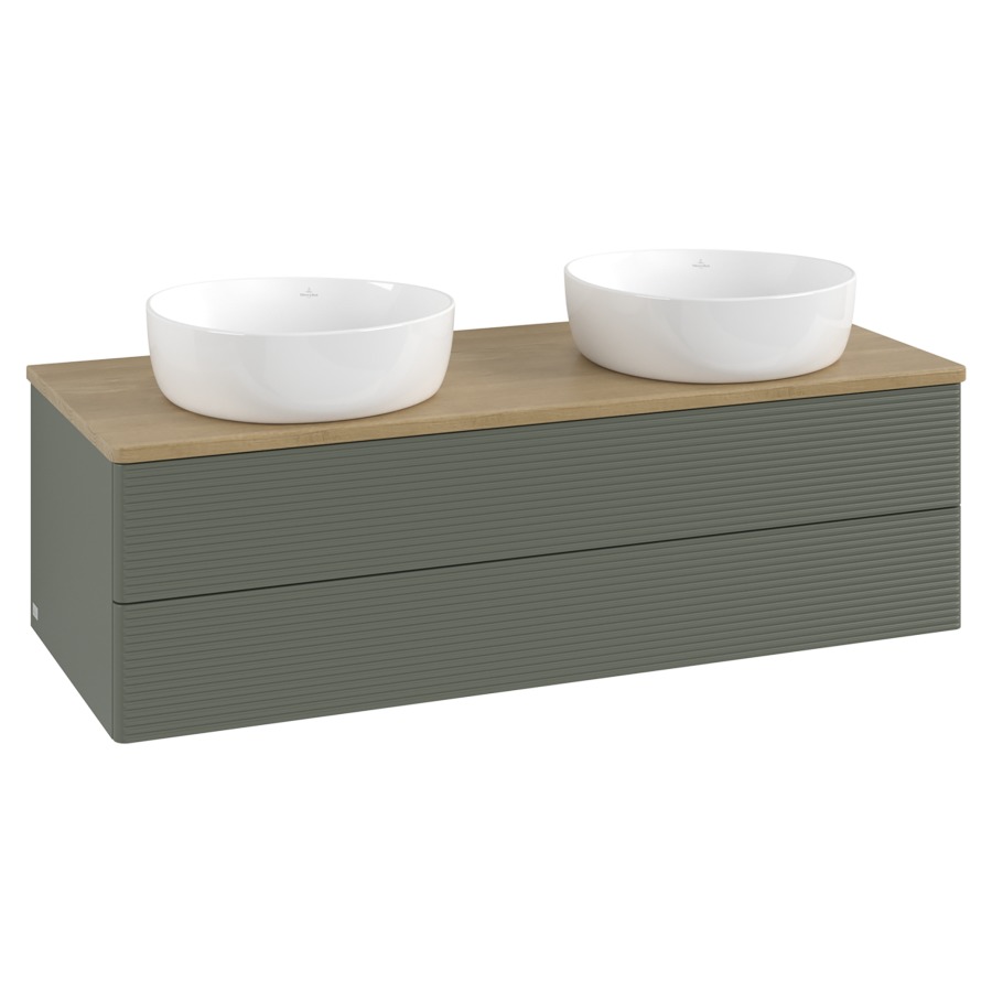 Élément inférieur  Antao
120 x 36 x 50 cm
élément de tiroir, 2&nbsp;tiroirs
avec siphon gain de place
avec matériel de fixation
pour 2 lavabos à poser 234171/234172/234173
recouvrement Honey Oak, sans trou pour robinet