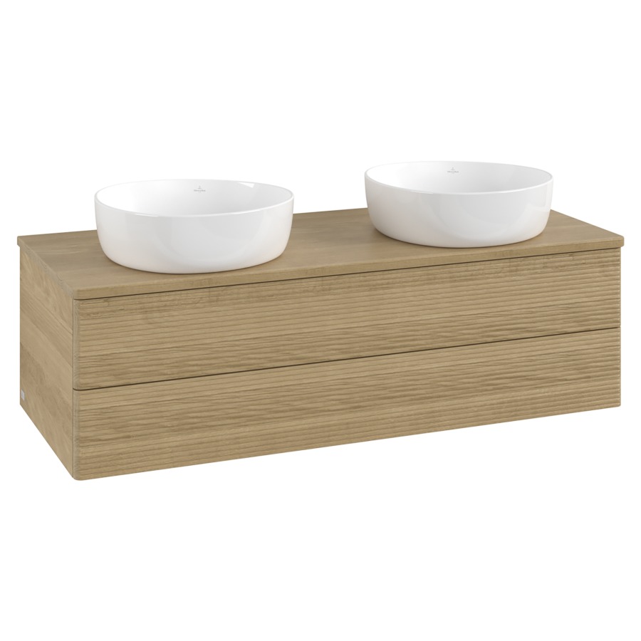 Élément inférieur  Antao
120 x 36 x 50 cm
élément de tiroir, 2&nbsp;tiroirs
avec siphon gain de place
avec matériel de fixation
pour 2 lavabos à poser 234171/234172/234173
recouvrement Honey Oak, sans trou pour robinet