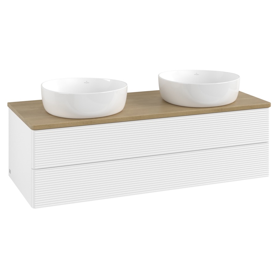 Élément inférieur  Antao
120 x 36 x 50 cm
élément de tiroir, 2&nbsp;tiroirs
avec siphon gain de place
avec matériel de fixation
pour 2 lavabos à poser 234171/234172/234173
recouvrement Honey Oak, sans trou pour robinet