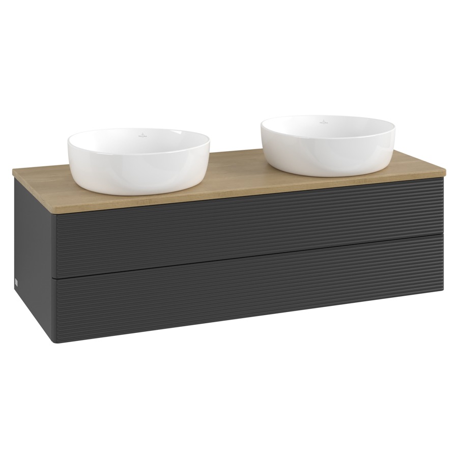 Élément inférieur  Antao
120 x 36 x 50 cm
élément de tiroir, 2&nbsp;tiroirs
avec siphon gain de place
avec matériel de fixation
pour 2 lavabos à poser 234171/234172/234173
recouvrement Honey Oak, sans trou pour robinet