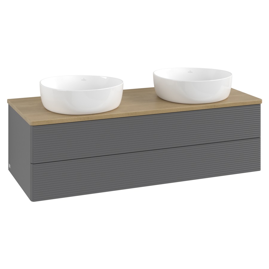 Élément inférieur  Antao
120 x 36 x 50 cm
élément de tiroir, 2&nbsp;tiroirs
avec siphon gain de place
avec matériel de fixation
pour 2 lavabos à poser 234171/234172/234173
recouvrement Honey Oak, sans trou pour robinet
