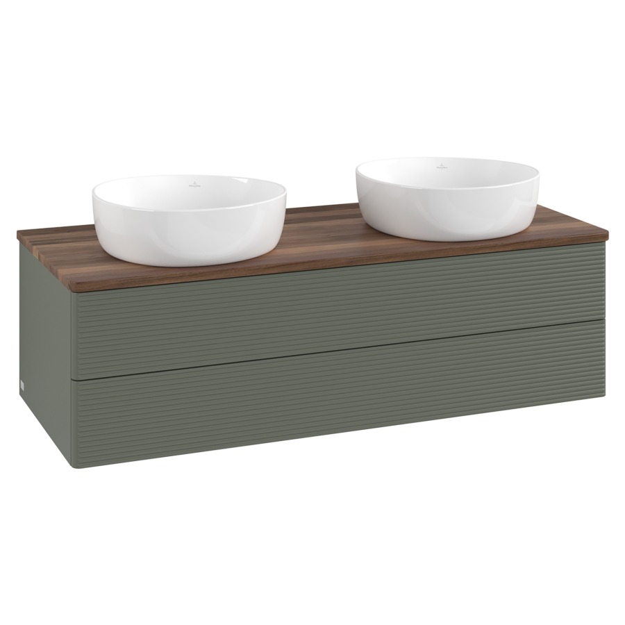 Élément inférieur  Antao
120 x 36 x 50 cm
élément de tiroir, 2&nbsp;tiroirs
avec siphon gain de place
avec matériel de fixation
pour 2 lavabos à poser 234171/234172/234173
recouvrement Warm Walnut
sans trou pour robinet