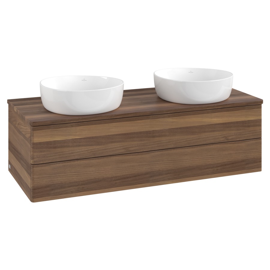 Élément inférieur  Antao
120 x 36 x 50 cm
élément de tiroir, 2&nbsp;tiroirs
avec siphon gain de place
avec matériel de fixation
pour 2 lavabos à poser 234171/234172/234173
recouvrement Warm Walnut
sans trou pour robinet