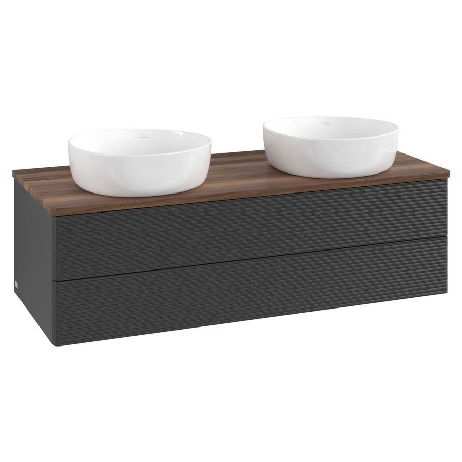 Élément inférieur  Antao
120 x 36 x 50 cm
élément de tiroir, 2&nbsp;tiroirs
avec siphon gain de place
avec matériel de fixation
pour 2 lavabos à poser 234171/234172/234173
recouvrement Warm Walnut
sans trou pour robinet