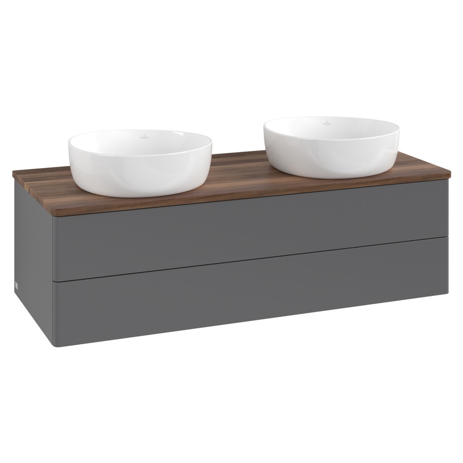 Élément inférieur  Antao
120 x 36 x 50 cm
élément de tiroir, 2&nbsp;tiroirs
avec siphon gain de place
avec matériel de fixation
pour 2 lavabos à poser 234171/234172/234173
recouvrement Warm Walnut
sans trou pour robinet