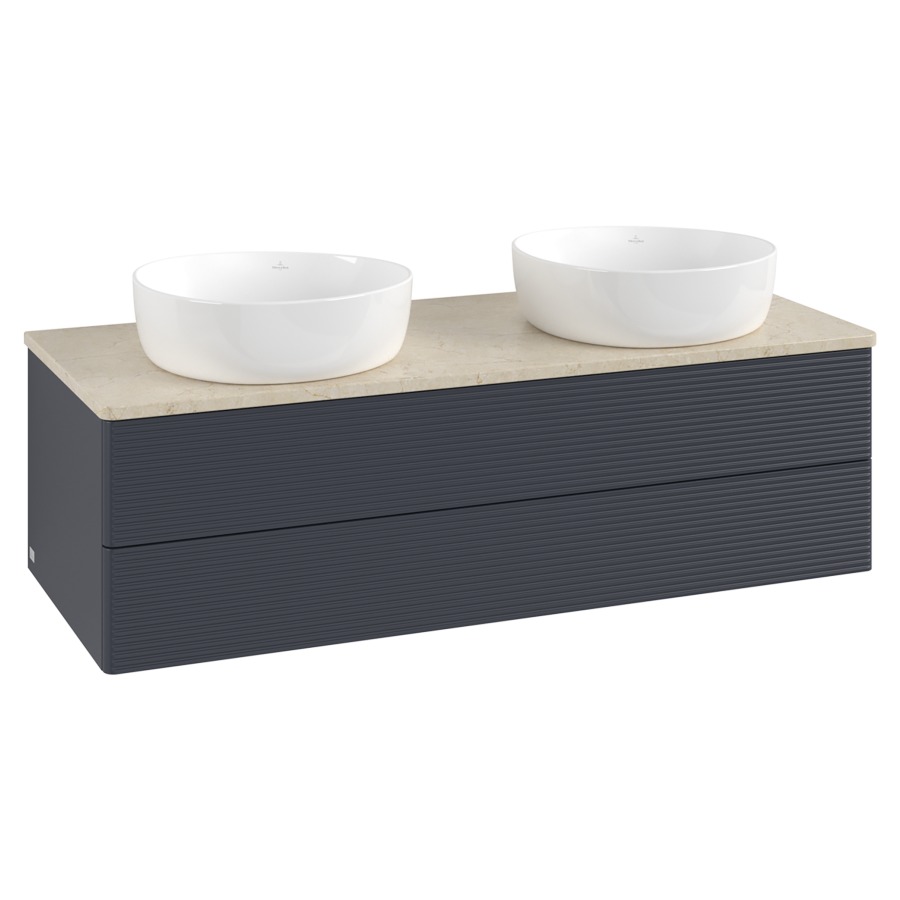 Élément inférieur  Antao
120 x 36 x 50 cm
élément de tiroir, 2&nbsp;tiroirs
avec siphon gain de place
avec matériel de fixation
pour 2 lavabos à poser 234171/234172/234173
recouvrement Botticino
sans trou pour robinet
