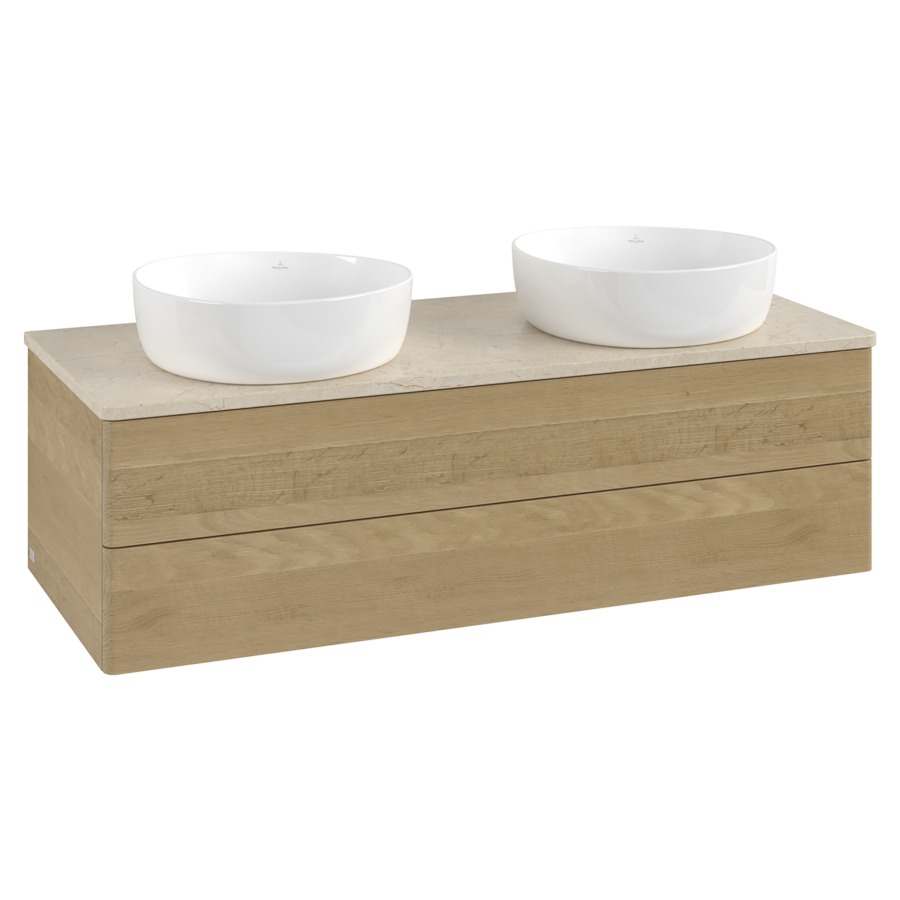Élément inférieur  Antao
120 x 36 x 50 cm
élément de tiroir, 2&nbsp;tiroirs
avec siphon gain de place
avec matériel de fixation
pour 2 lavabos à poser 234171/234172/234173
recouvrement Botticino
sans trou pour robinet