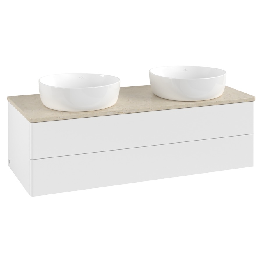 Élément inférieur  Antao
120 x 36 x 50 cm
élément de tiroir, 2&nbsp;tiroirs
avec siphon gain de place
avec matériel de fixation
pour 2 lavabos à poser 234171/234172/234173
recouvrement Botticino
sans trou pour robinet