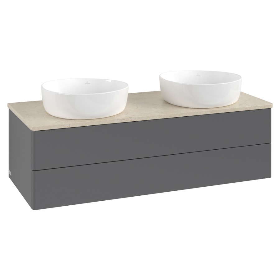 Élément inférieur  Antao
120 x 36 x 50 cm
élément de tiroir, 2&nbsp;tiroirs
avec siphon gain de place
avec matériel de fixation
pour 2 lavabos à poser 234171/234172/234173
recouvrement Botticino
sans trou pour robinet
