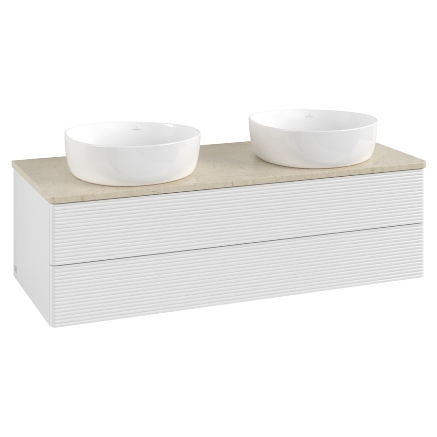 Élément inférieur  Antao
120 x 36 x 50 cm
élément de tiroir, 2&nbsp;tiroirs
avec siphon gain de place
avec matériel de fixation
pour 2 lavabos à poser 234171/234172/234173
recouvrement Botticino
sans trou pour robinet