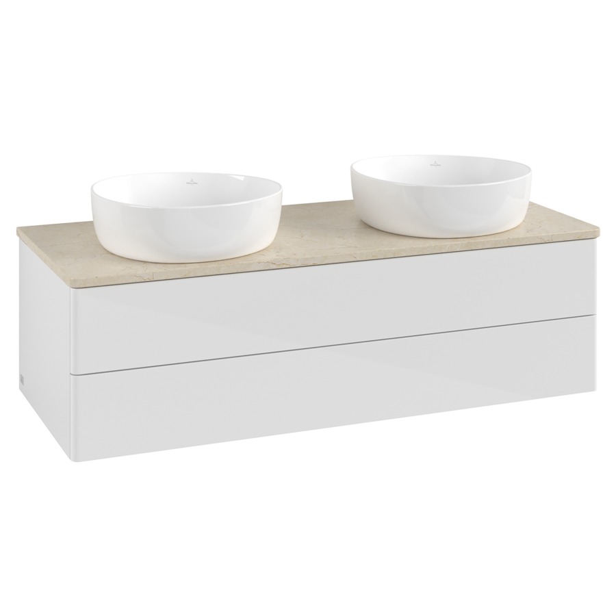 Élément inférieur  Antao
120 x 36 x 50 cm
élément de tiroir, 2&nbsp;tiroirs
avec siphon gain de place
avec matériel de fixation
pour 2 lavabos à poser 234171/234172/234173
recouvrement Botticino
sans trou pour robinet