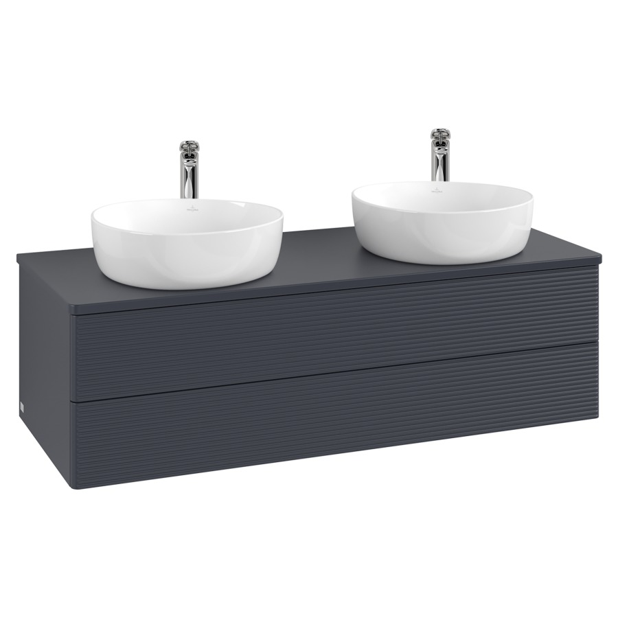 Élément inférieur  Antao
120 x 36 x 50 cm
élément de tiroir, 2&nbsp;tiroirs
avec siphon gain de place
avec matériel de fixation
pour 2 lavabos à poser 101037/101038/234182
recouvrement avec trou pour robinet
