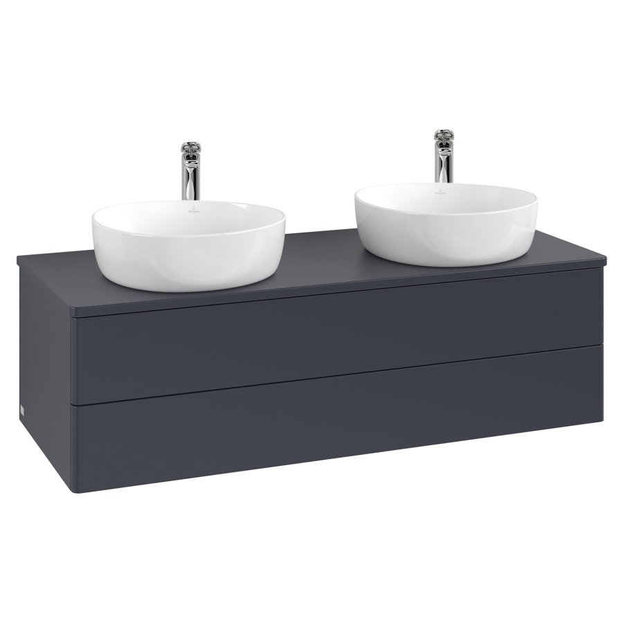 Élément inférieur  Antao
120 x 36 x 50 cm
élément de tiroir, 2&nbsp;tiroirs
avec siphon gain de place
avec matériel de fixation
pour 2 lavabos à poser 101037/101038/234182
recouvrement avec trou pour robinet