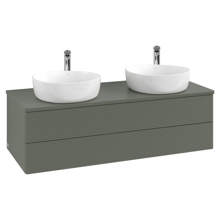 Élément inférieur  Antao
120 x 36 x 50 cm
élément de tiroir, 2&nbsp;tiroirs
avec siphon gain de place
avec matériel de fixation
pour 2 lavabos à poser 101037/101038/234182
recouvrement avec trou pour robinet
