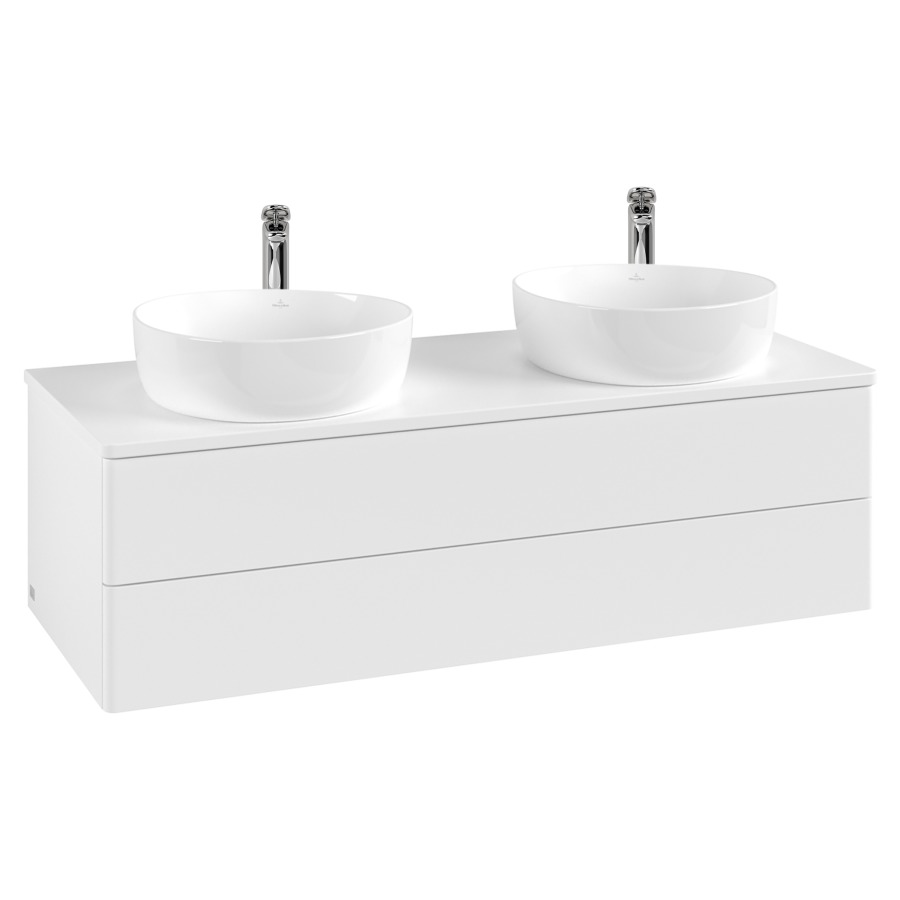 Élément inférieur  Antao
120 x 36 x 50 cm
élément de tiroir, 2&nbsp;tiroirs
avec siphon gain de place
avec matériel de fixation
pour 2 lavabos à poser 101037/101038/234182
recouvrement avec trou pour robinet