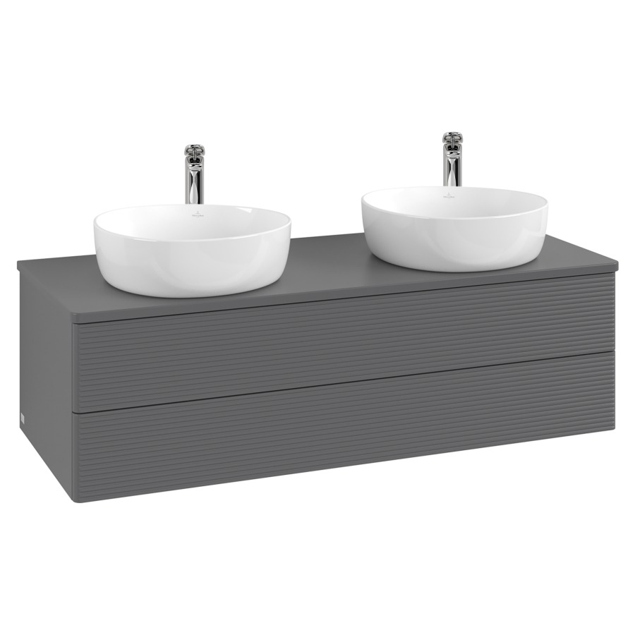 Élément inférieur  Antao
120 x 36 x 50 cm
élément de tiroir, 2&nbsp;tiroirs
avec siphon gain de place
avec matériel de fixation
pour 2 lavabos à poser 101037/101038/234182
recouvrement avec trou pour robinet