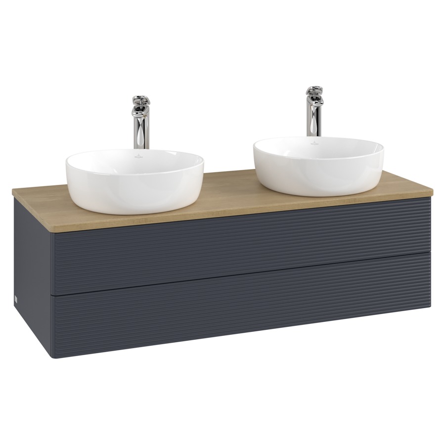 Élément inférieur  Antao
120 x 36 x 50 cm
élément de tiroir, 2&nbsp;tiroirs
avec siphon gain de place
avec matériel de fixation
pour 2 lavabos à poser 101037/101038/234182
recouvrement Honey Oak, avec trou pour robinet