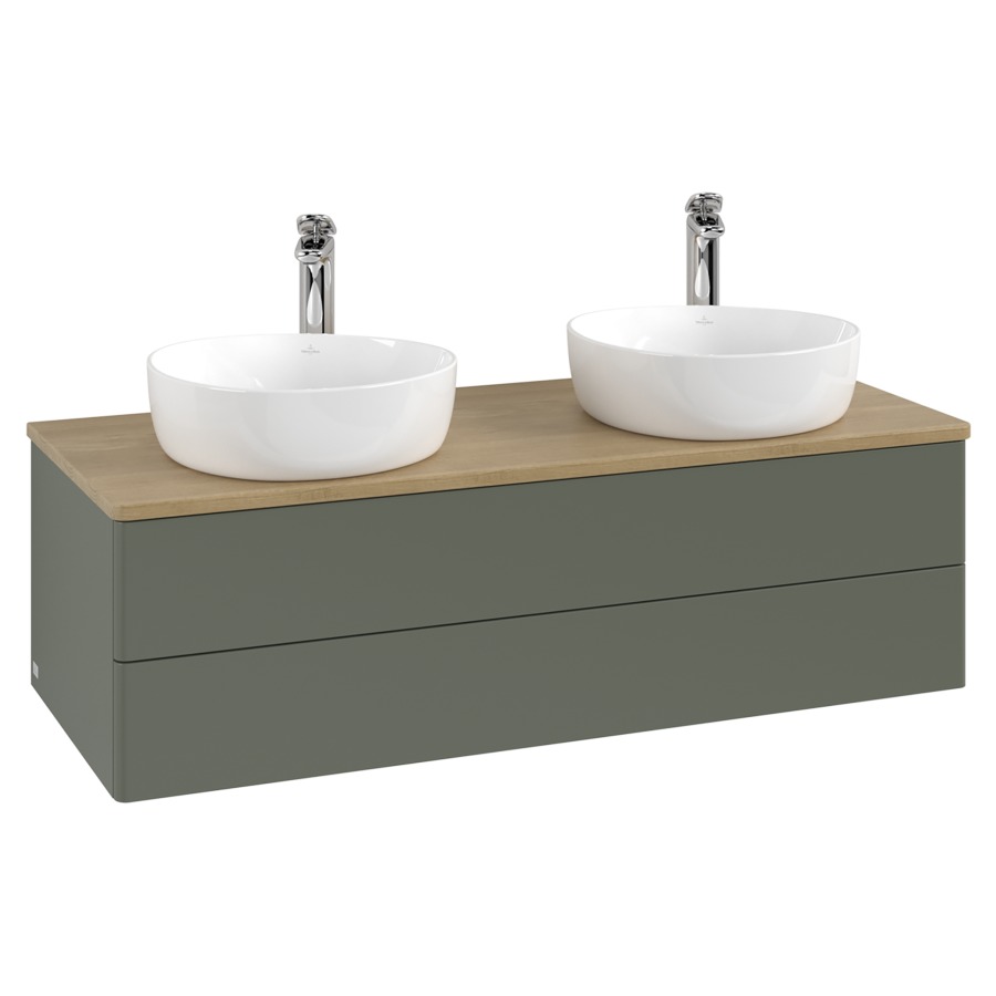Élément inférieur  Antao
120 x 36 x 50 cm
élément de tiroir, 2&nbsp;tiroirs
avec siphon gain de place
avec matériel de fixation
pour 2 lavabos à poser 101037/101038/234182
recouvrement Honey Oak, avec trou pour robinet