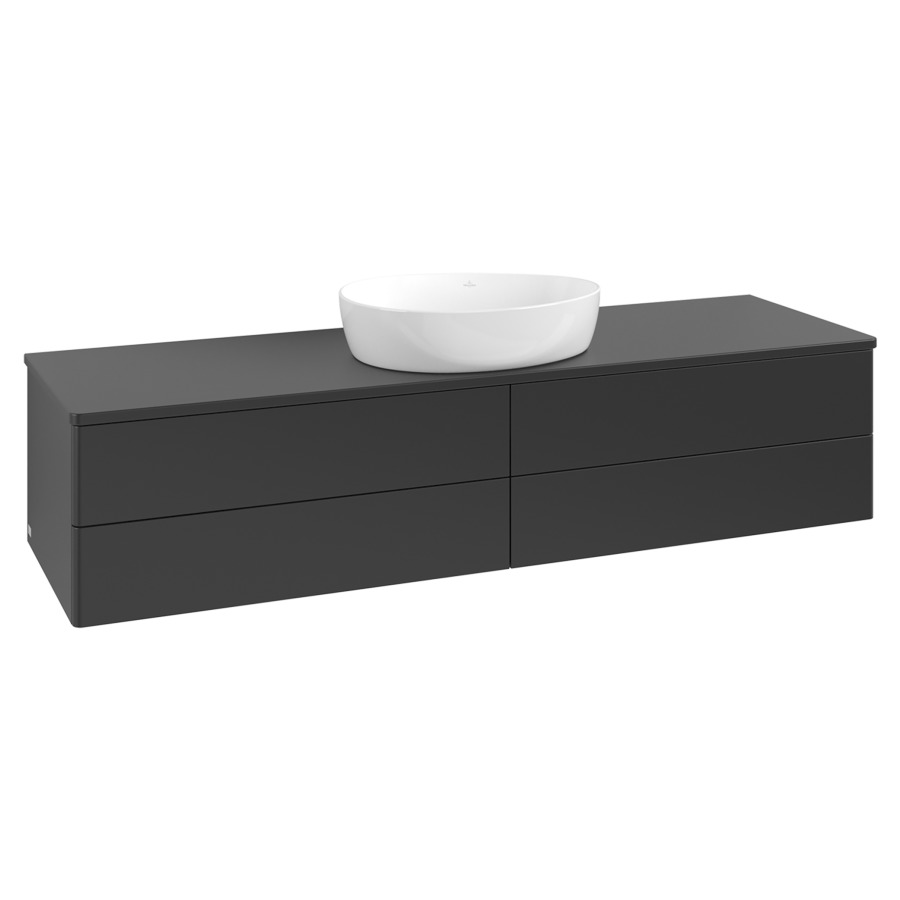 Élément inférieur  Antao
160 x 36 x 50 cm
2&nbsp;éléments de tiroir, 2&nbsp;tiroirs chacune
avec siphon gain de place
avec matériel de fixation
pour 1 lavabo à poser 234171/234172/234173
recouvrement sans trou pour robinet