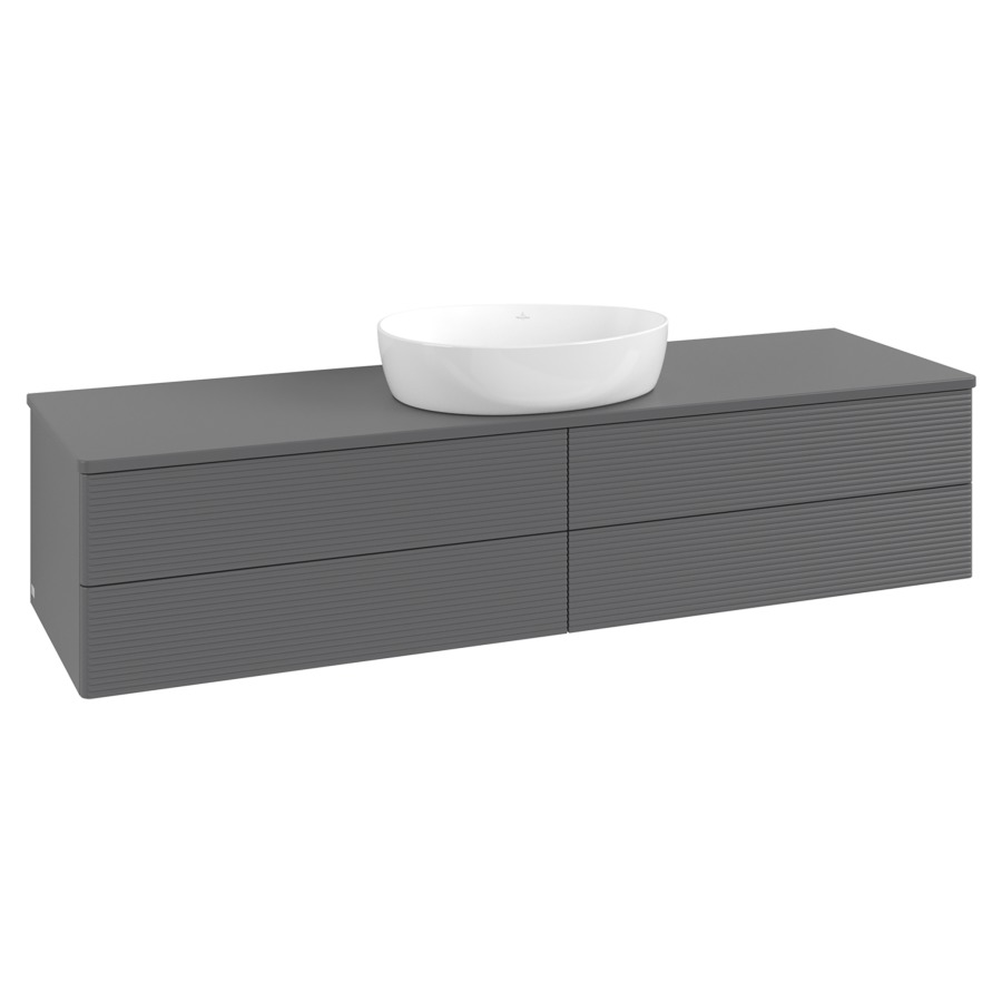 Élément inférieur  Antao
160 x 36 x 50 cm
2&nbsp;éléments de tiroir, 2&nbsp;tiroirs chacune
avec siphon gain de place
avec matériel de fixation
pour 1 lavabo à poser 234171/234172/234173
recouvrement sans trou pour robinet