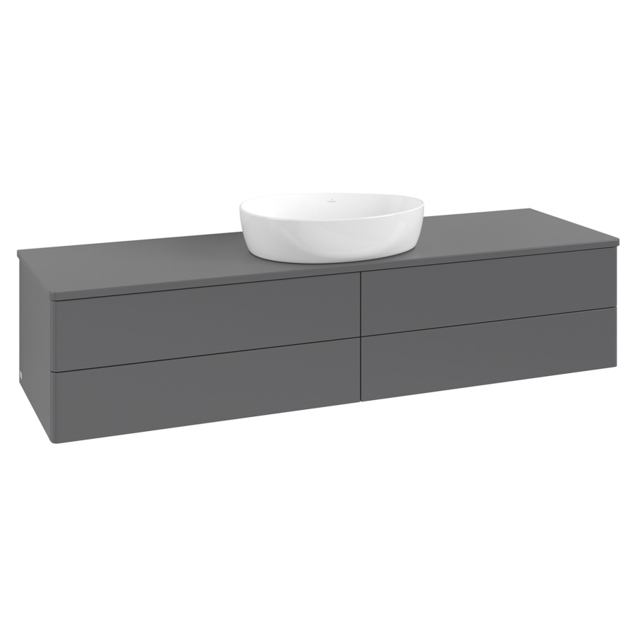 Élément inférieur  Antao
160 x 36 x 50 cm
2&nbsp;éléments de tiroir, 2&nbsp;tiroirs chacune
avec siphon gain de place
avec matériel de fixation
pour 1 lavabo à poser 234171/234172/234173
recouvrement sans trou pour robinet