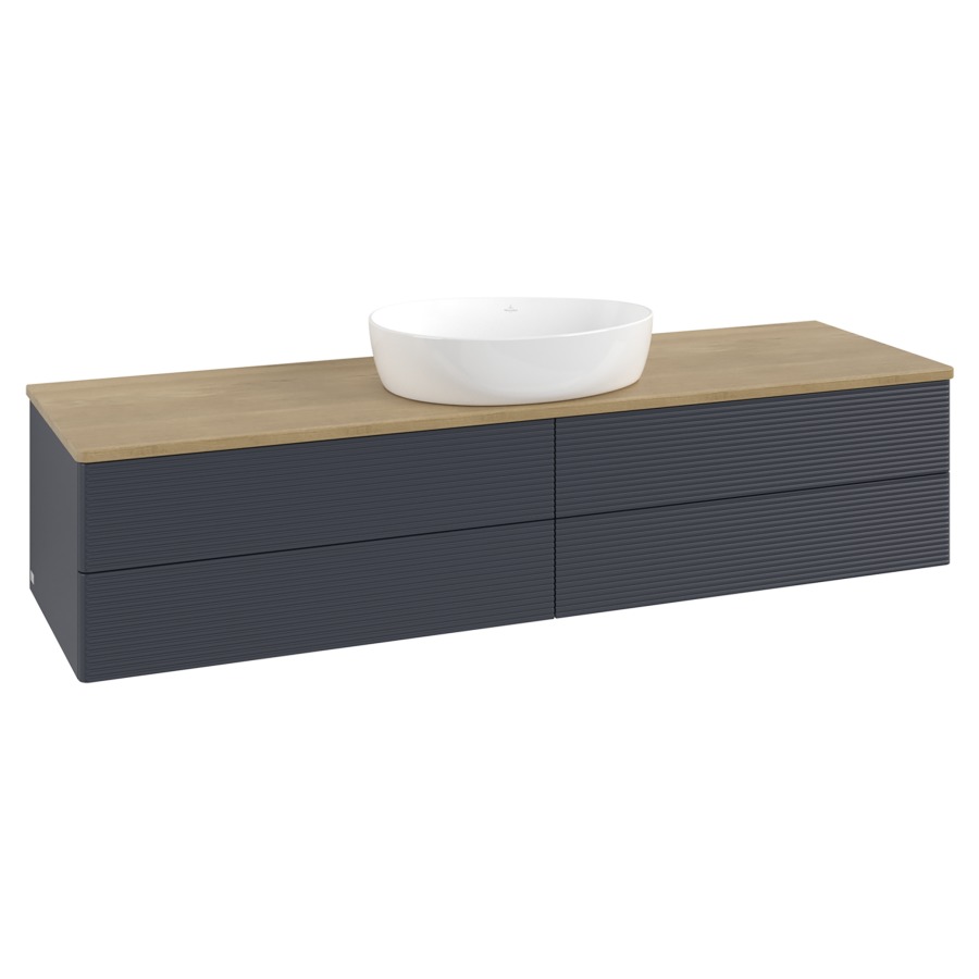 Élément inférieur  Antao
160 x 36 x 50 cm
2&nbsp;éléments de tiroir, 2&nbsp;tiroirs chacune
avec siphon gain de place
avec matériel de fixation
pour 1 lavabo à poser 234171/234172/234173
recouvrement Honey Oak
sans trou pour robinet