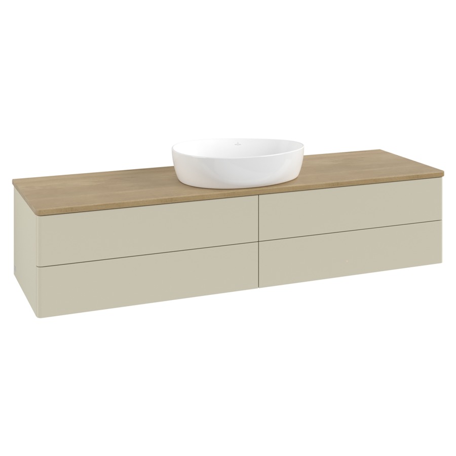 Élément inférieur  Antao
160 x 36 x 50 cm
2&nbsp;éléments de tiroir, 2&nbsp;tiroirs chacune
avec siphon gain de place
avec matériel de fixation
pour 1 lavabo à poser 234171/234172/234173
recouvrement Honey Oak
sans trou pour robinet