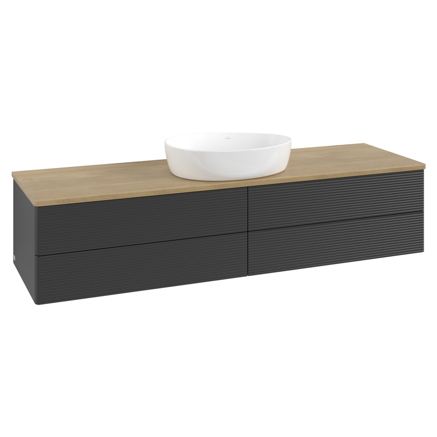 Élément inférieur  Antao
160 x 36 x 50 cm
2&nbsp;éléments de tiroir, 2&nbsp;tiroirs chacune
avec siphon gain de place
avec matériel de fixation
pour 1 lavabo à poser 234171/234172/234173
recouvrement Honey Oak
sans trou pour robinet