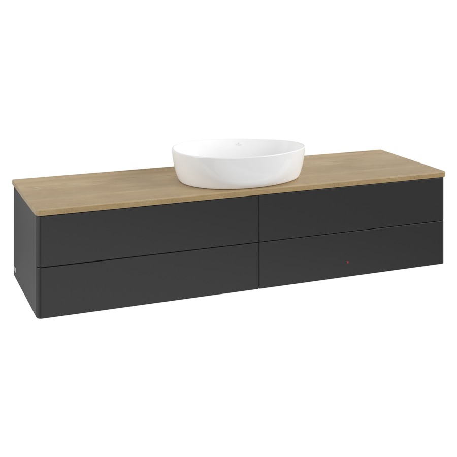 Élément inférieur  Antao
160 x 36 x 50 cm
2&nbsp;éléments de tiroir, 2&nbsp;tiroirs chacune
avec siphon gain de place
avec matériel de fixation
pour 1 lavabo à poser 234171/234172/234173
recouvrement Honey Oak
sans trou pour robinet