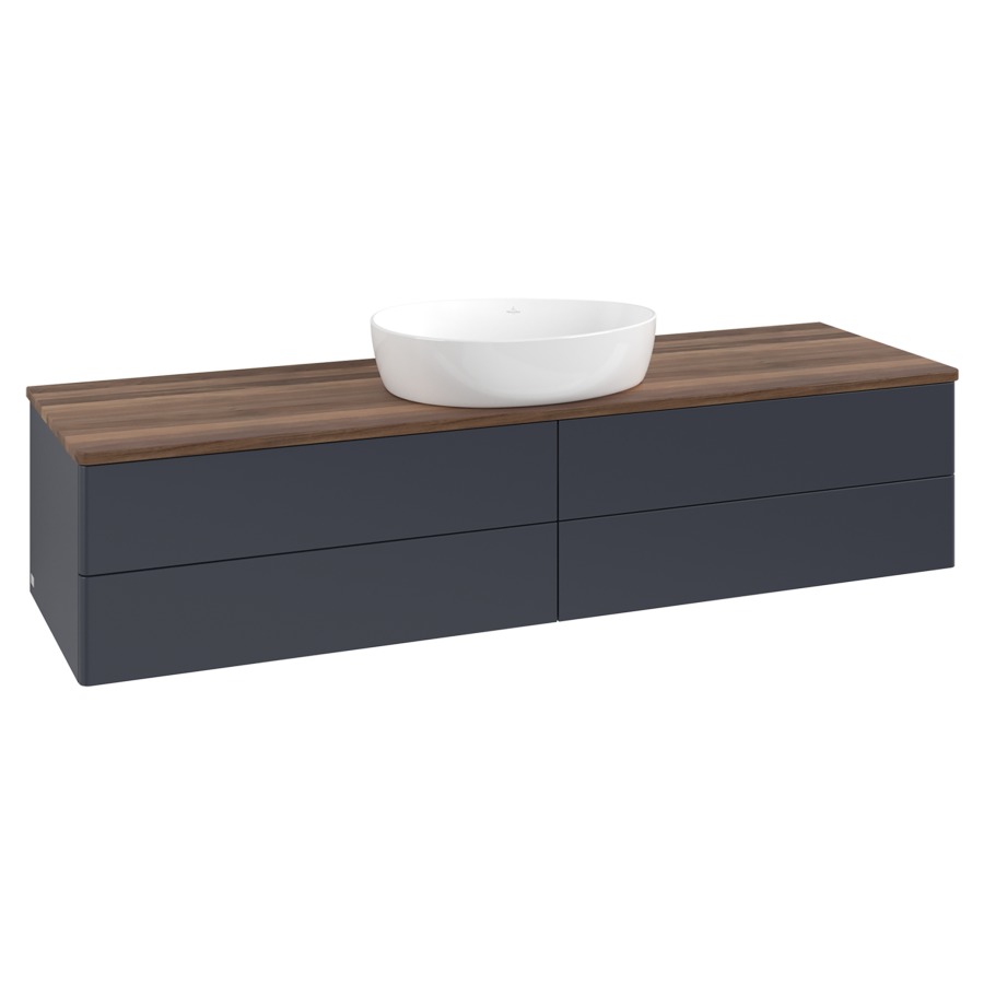 Élément inférieur  Antao
160 x 36 x 50 cm
2&nbsp;éléments de tiroir, 2&nbsp;tiroirs chacune
avec siphon gain de place
avec matériel de fixation
pour 1 lavabo à poser 234171/234172/234173
recouvrement Warm Walnut
sans trou pour robinet
