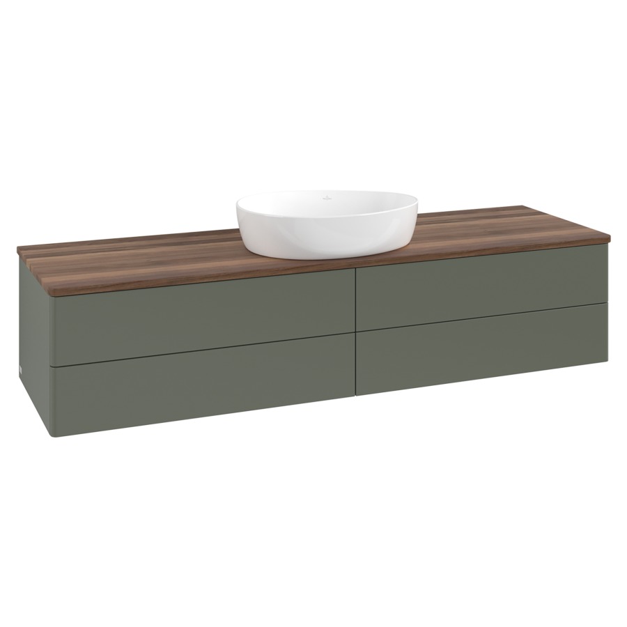 Élément inférieur  Antao
160 x 36 x 50 cm
2&nbsp;éléments de tiroir, 2&nbsp;tiroirs chacune
avec siphon gain de place
avec matériel de fixation
pour 1 lavabo à poser 234171/234172/234173
recouvrement Warm Walnut
sans trou pour robinet