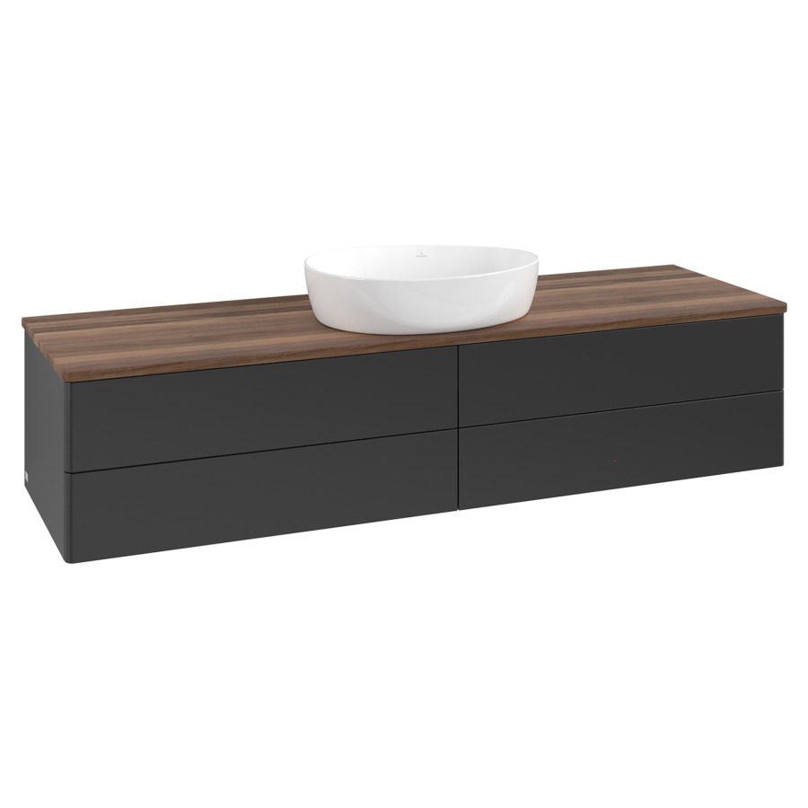 Élément inférieur  Antao
160 x 36 x 50 cm
2&nbsp;éléments de tiroir, 2&nbsp;tiroirs chacune
avec siphon gain de place
avec matériel de fixation
pour 1 lavabo à poser 234171/234172/234173
recouvrement Warm Walnut
sans trou pour robinet